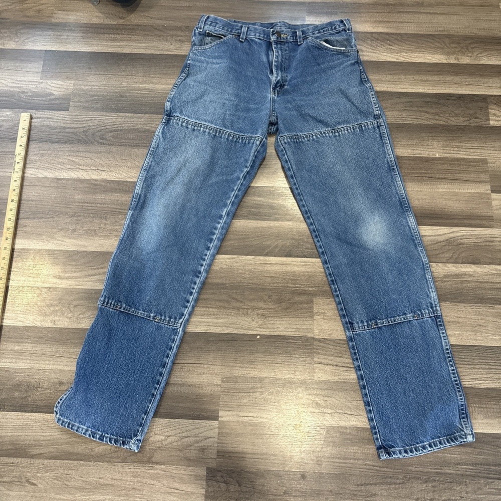 DICKIES Double Knee Workwear Blue Jeans Distressed 34x26 Vintage